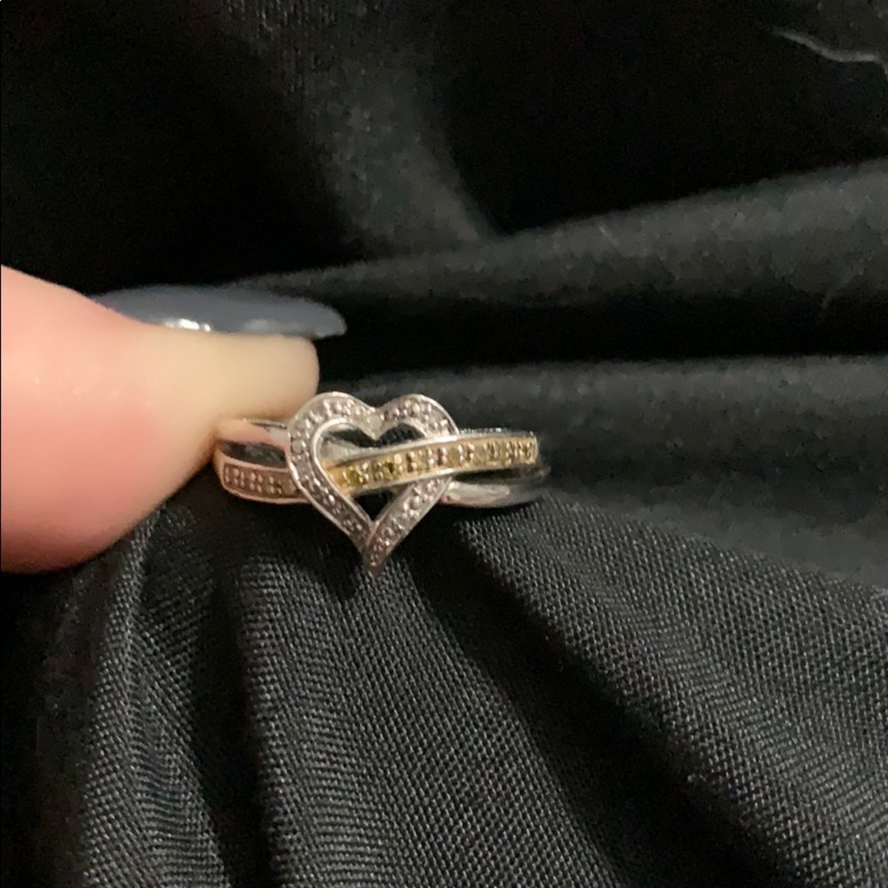 Silver and Yellow Heart Ring